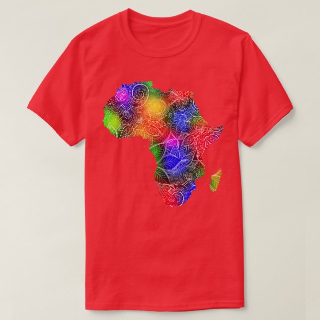 Colourful mandala art map of Africa with text in m T-Shirt (Design Front)