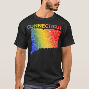 Colourful mandala art map of Connecticut with text T-Shirt