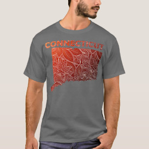 Colourful mandala art map of Connecticut with text T-Shirt