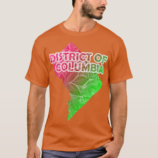 Colourful mandala art map of District of Columbia T-Shirt
