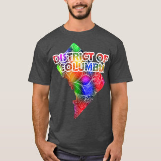 Colourful mandala art map of District of Columbia T-Shirt