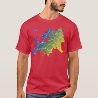Colourful mandala art map of Europe with text in b T-Shirt