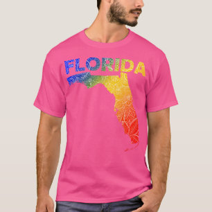 Colourful mandala art map of Florida with text in T-Shirt