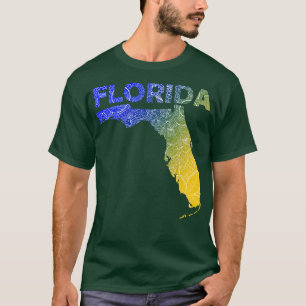 Colourful mandala art map of Florida with text in T-Shirt