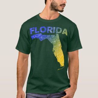 Colourful mandala art map of Florida with text in T-Shirt