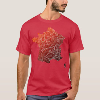 Colourful mandala art map of France with text in b T-Shirt