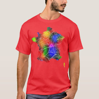 Colourful mandala art map of France with text in m T-Shirt
