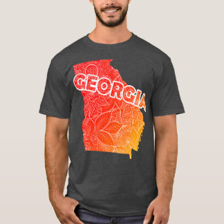 Colourful mandala art map of Georgia with text in T-Shirt
