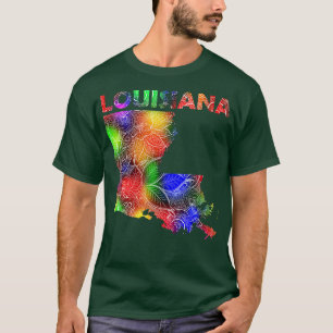 Colourful mandala art map of Louisiana with text i T-Shirt