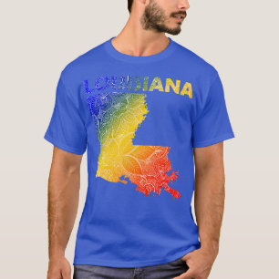 Colourful mandala art map of Louisiana with text i T-Shirt