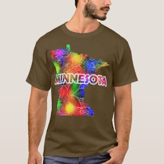 Colourful mandala art map of Minnesota with text i T-Shirt