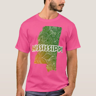 Colourful mandala art map of Mississippi with text T-Shirt