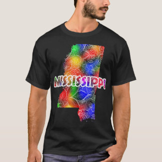 Colourful mandala art map of Mississippi with text T-Shirt
