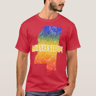 Colourful mandala art map of Mississippi with text T-Shirt