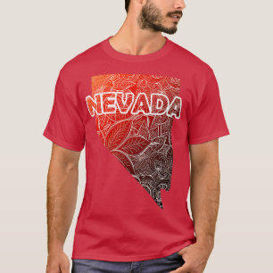 Colourful mandala art map of Nevada with text in b T-Shirt