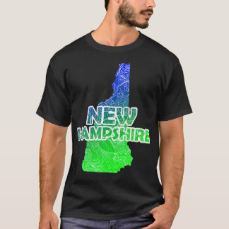 Colourful mandala art map of New Hampshire with te T-Shirt