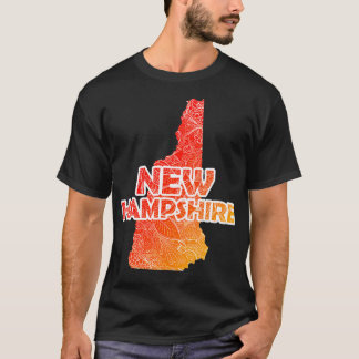 Colourful mandala art map of New Hampshire with te T-Shirt