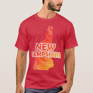Colourful mandala art map of New Hampshire with te T-Shirt
