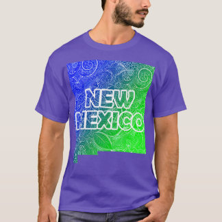 Colourful mandala art map of New Mexico with text  T-Shirt