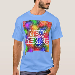 Colourful mandala art map of New Mexico with text T-Shirt