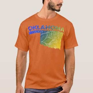 Colourful mandala art map of Oklahoma with text in T-Shirt