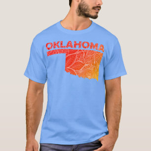 Colourful mandala art map of Oklahoma with text in T-Shirt