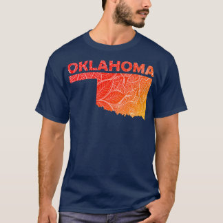 Colourful mandala art map of Oklahoma with text in T-Shirt