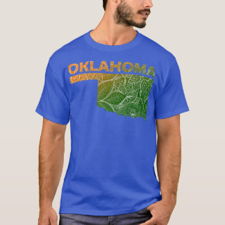 Colourful mandala art map of Oklahoma with text in T-Shirt