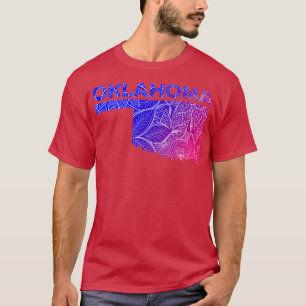 Colourful mandala art map of Oklahoma with text in T-Shirt