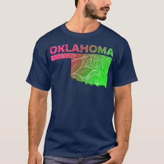 Colourful mandala art map of Oklahoma with text in T-Shirt