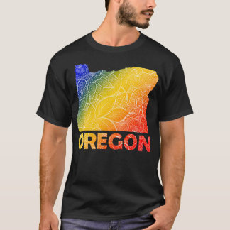 Colourful mandala art map of Oregon with text in b T-Shirt