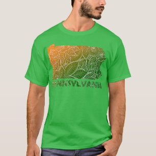 Colourful mandala art map of Pennsylvania with tex T-Shirt