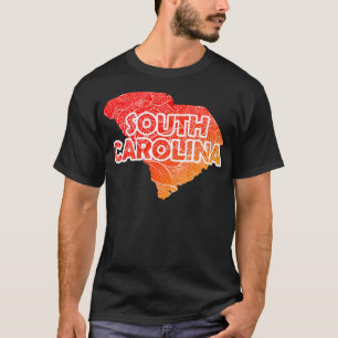 Colourful mandala art map of South olina with text T-Shirt
