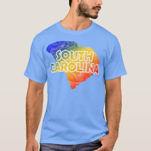 Colourful mandala art map of South olina with text T-Shirt