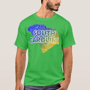 Colourful mandala art map of South olina with text T-Shirt