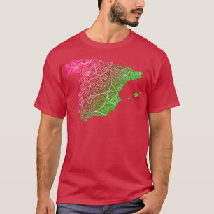 Colourful mandala art map of Spain with text in pi T-Shirt