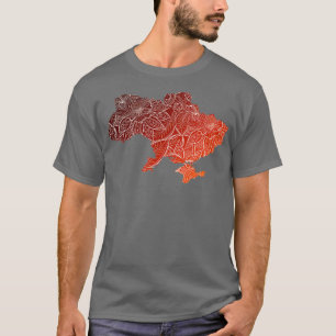 Colourful mandala art map of Ukraine with text in  T-Shirt