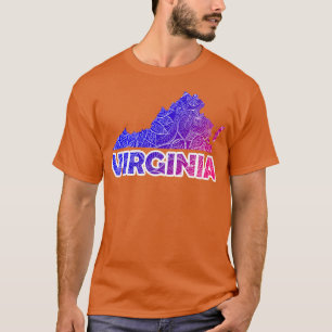Colourful mandala art map of Virginia with text in T-Shirt