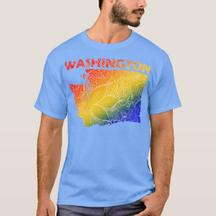 Colourful mandala art map of Washington with text T-Shirt