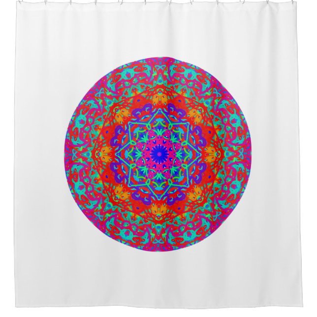 Colourful Mandala Boho Bathroom Shower Curtain (Front)