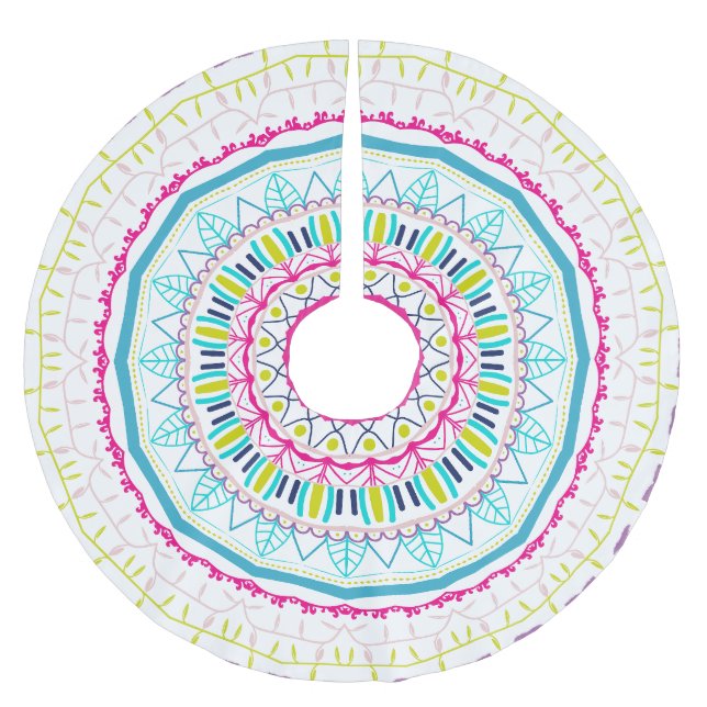 colourful mandala brushed polyester tree skirt (Front)