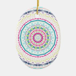 colourful mandala ceramic tree decoration
