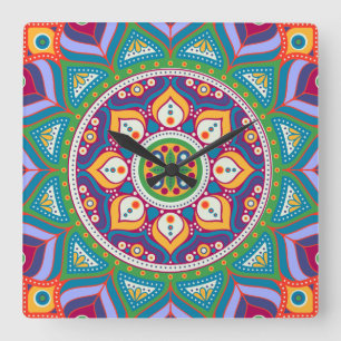 Colourful Mandala Clock