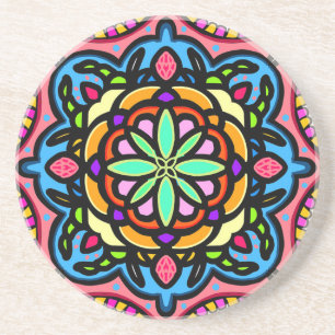 Colourful mandala coaster