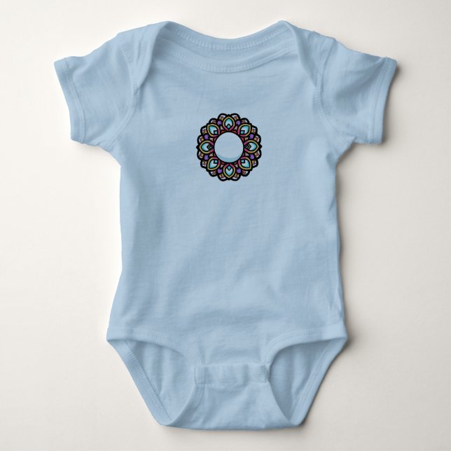 Colourful Mandala Design Baby Bodysuit (Front)