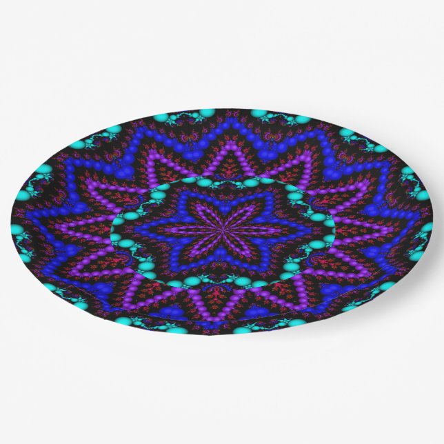 Colourful Mandala Design Paper Plate (Angled)