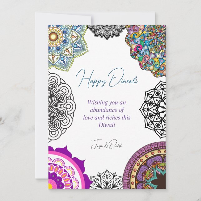Colourful mandala Diwali  Holiday Card (Front)