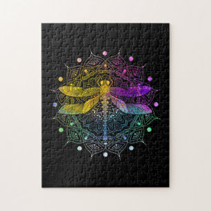 Colourful Mandala Dragonfly Jigsaw Puzzle