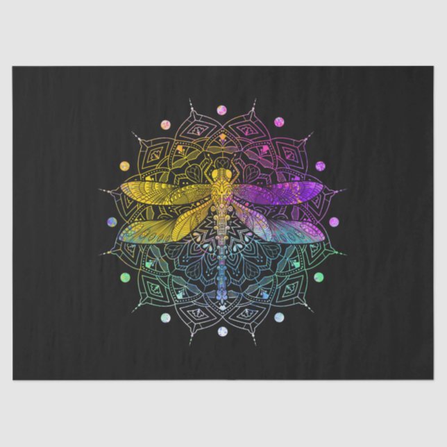 Colourful Mandala Dragonfly Tissue Paper (Front)