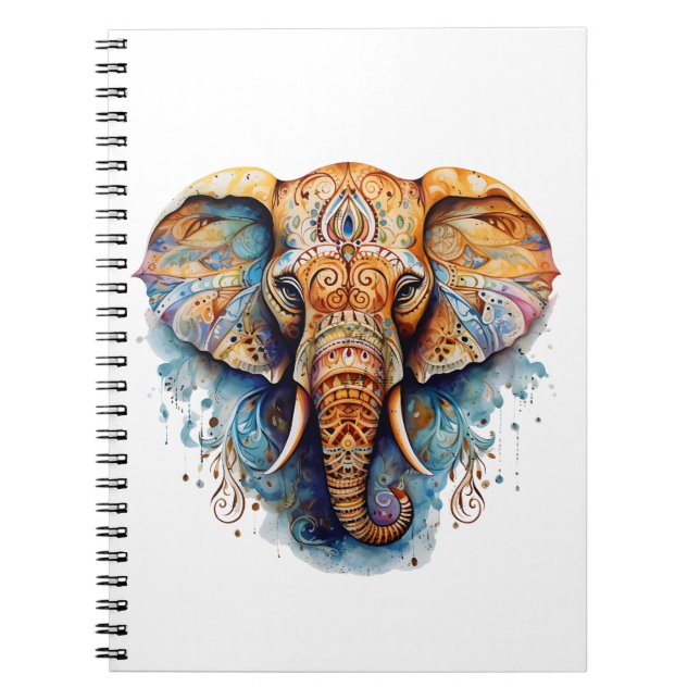 Colourful mandala elephant notebook (Front)